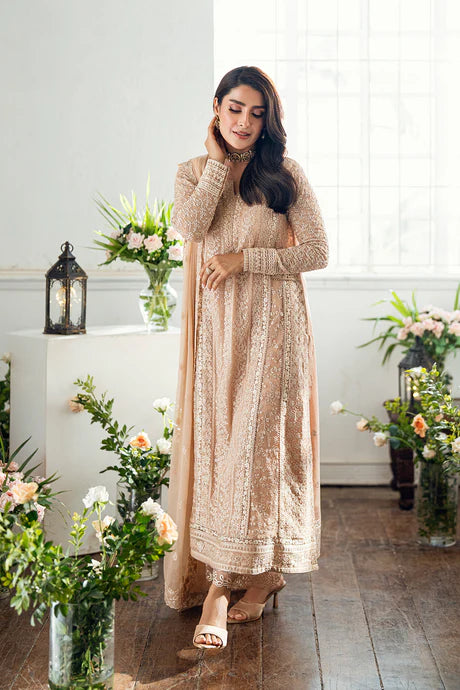 Azure - Celestial Cream Three Piece Embroided Chiffon Suit